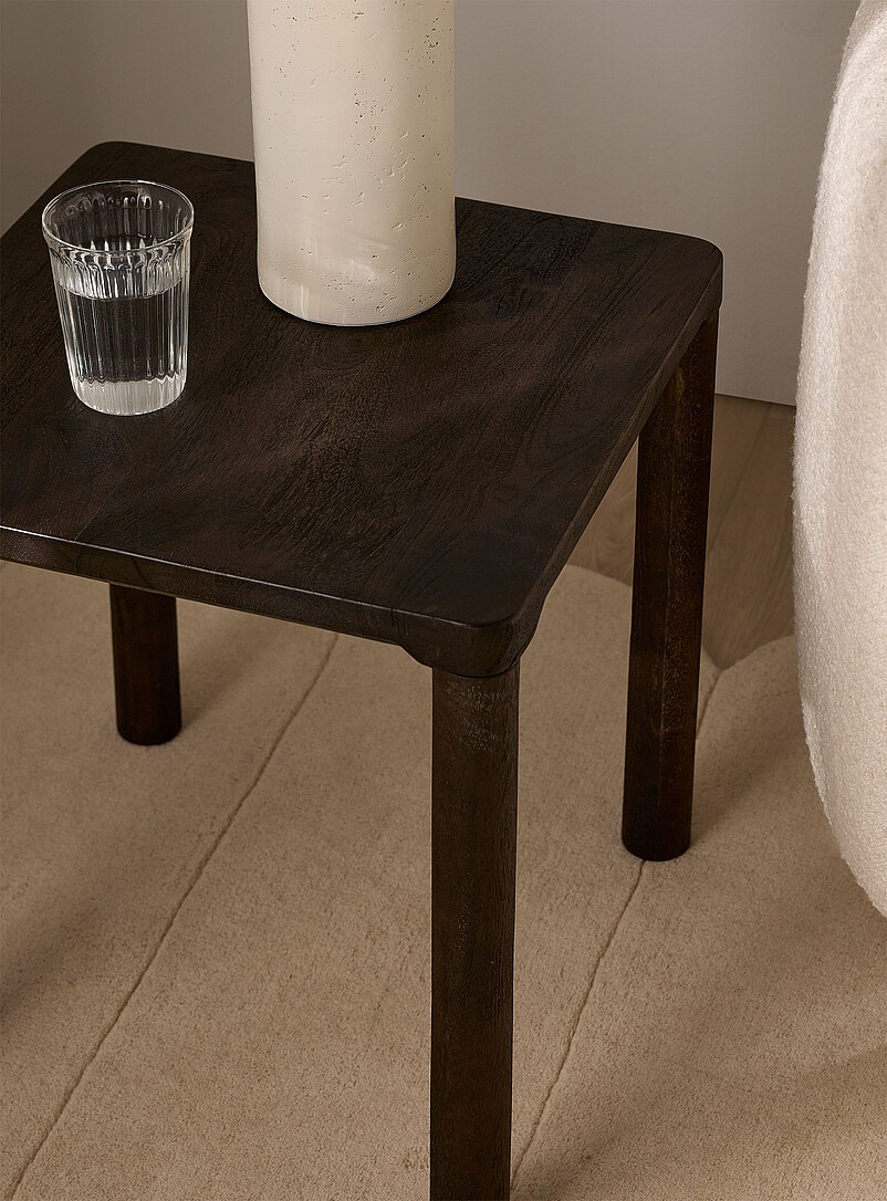 Sandblasted walnut finish square side table product image 2