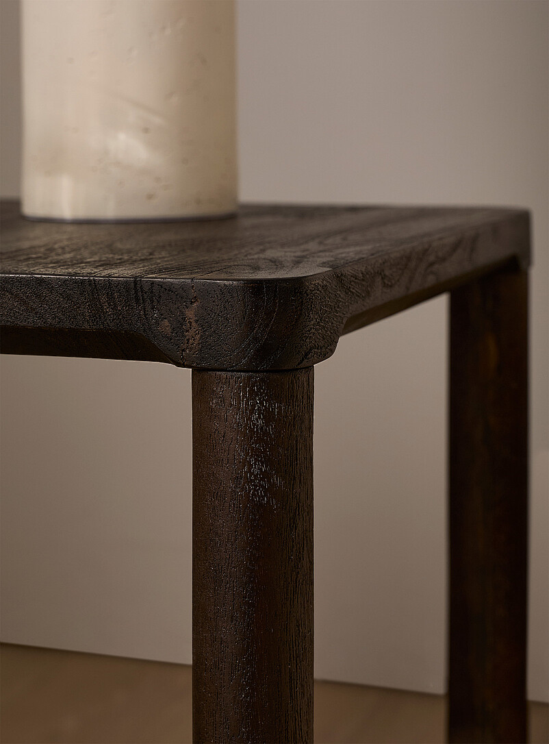 Sandblasted walnut finish square side table product image 3