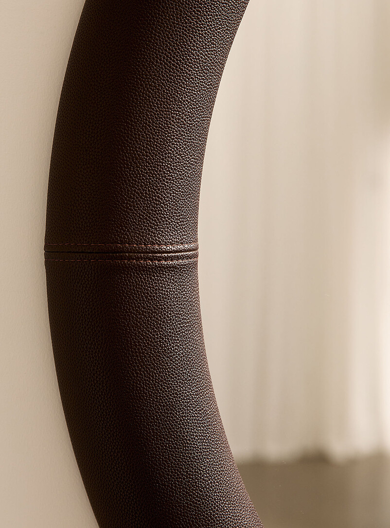 Synthetic leather round mirror product image 2