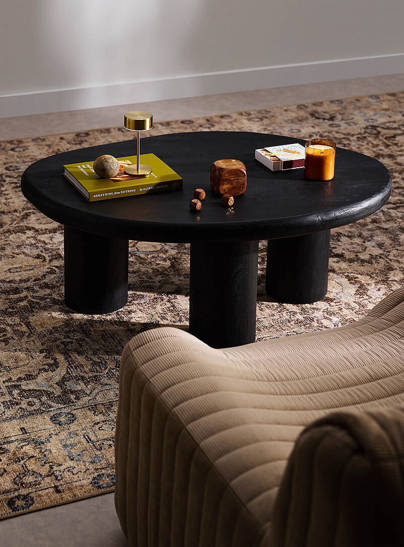 Matte Black Mango Wood Coffee Table