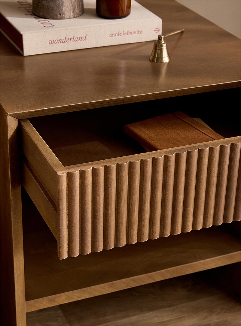 Mango wood fluted drawer side table product image 2