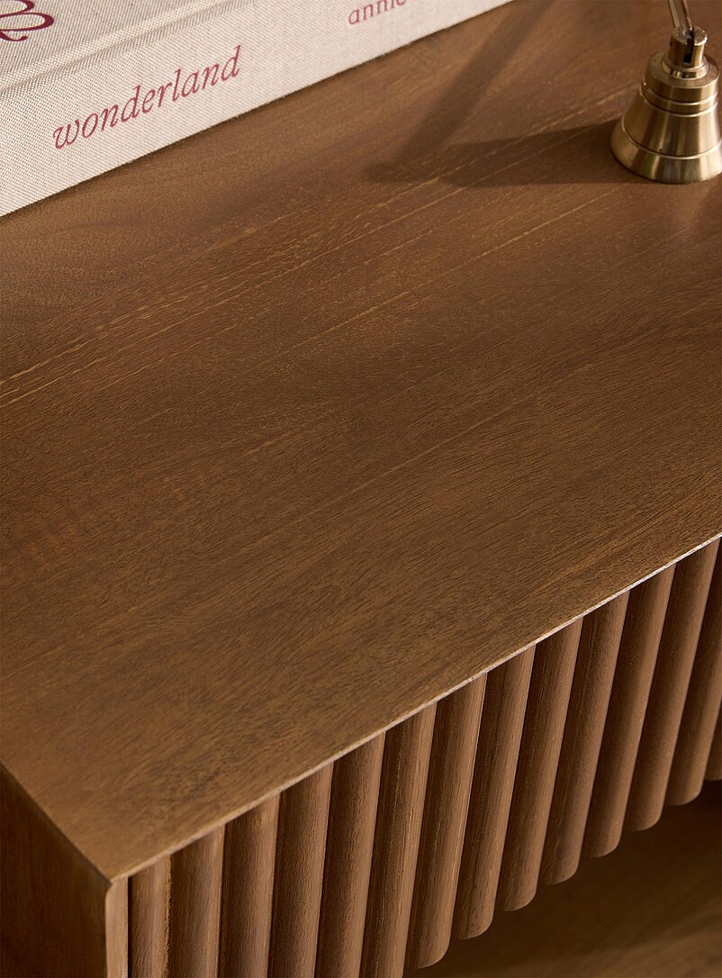 Mango wood fluted drawer side table product image 3