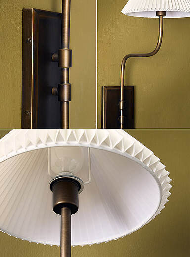 Pleated shade angular wall sconce