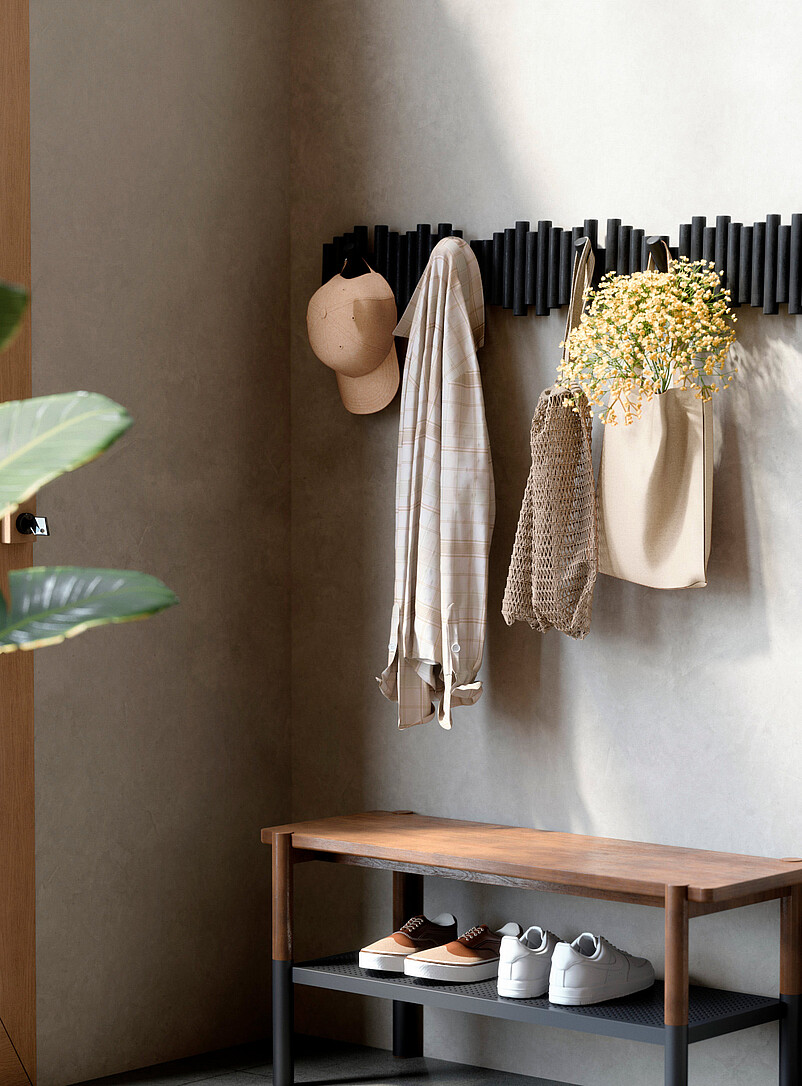 Picket Five-Hook Wall-Mounted Coat Rack