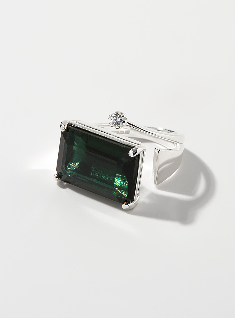 Cornelia webb Silver Green quartz signet ring for women