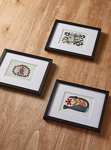 Les tableaux fleurs et oiseaux Ensemble de 3 pi&egrave;ces