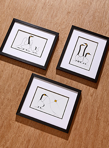 Simons Maison: L'ens. de 3 tableaux oies blanches 12 x 14,25 po Assorti