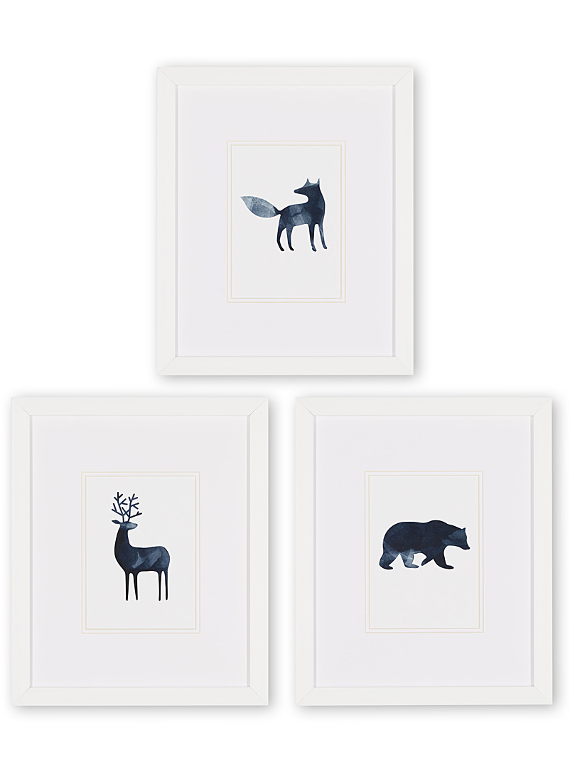 Simons Maison White Painterly animals 3-piece art print set 12 x 14.25 in