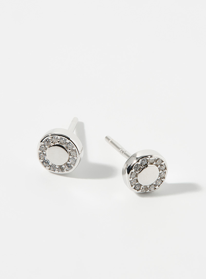 Simons Silver Small circular silver earrings for women