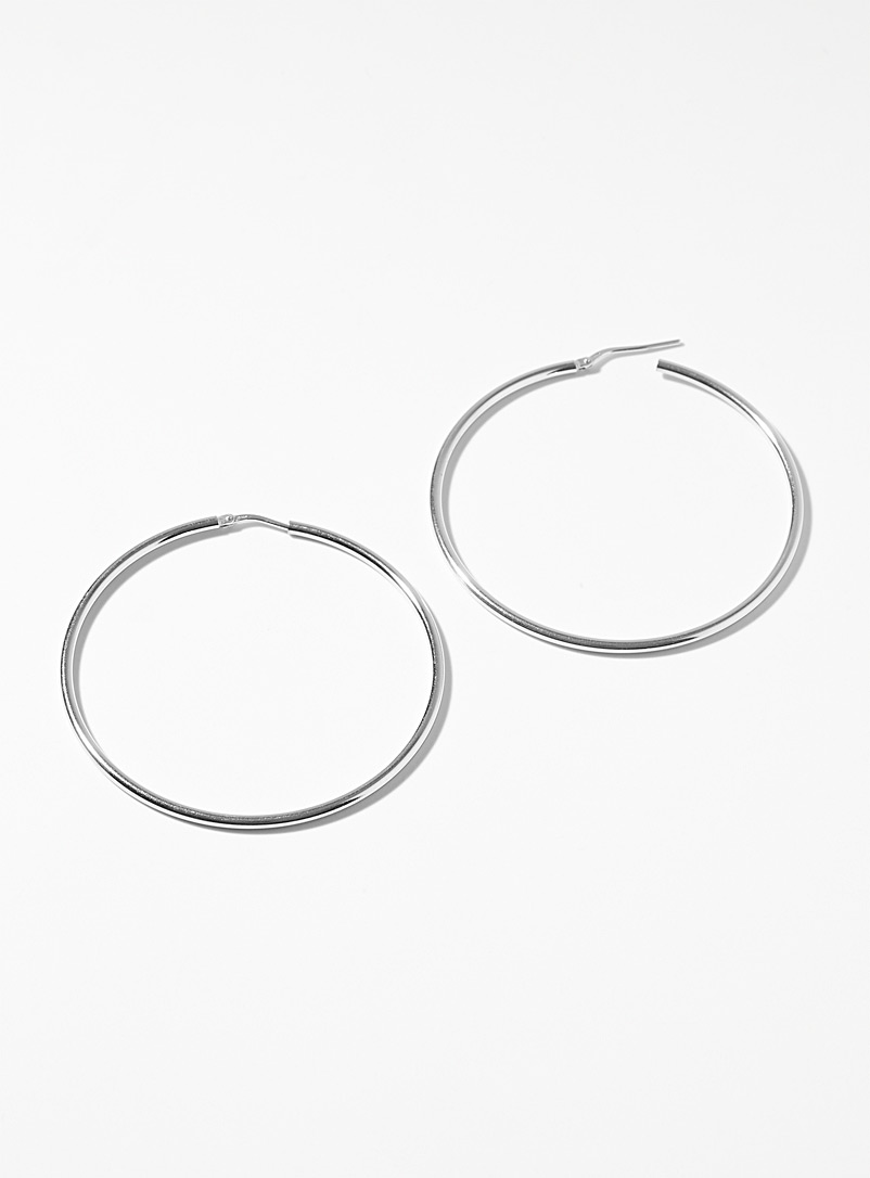 Simons Silver Large silver hoops for women