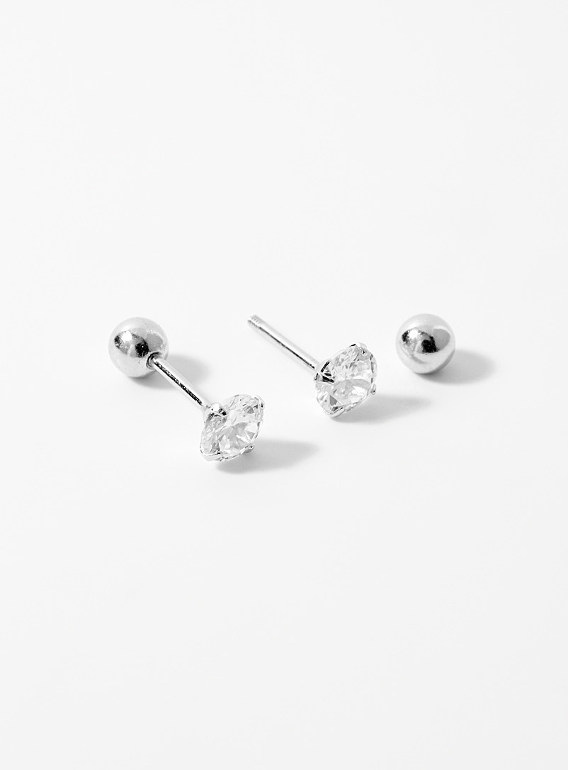 Simons Silver Cubic zirconia silver earrings for women