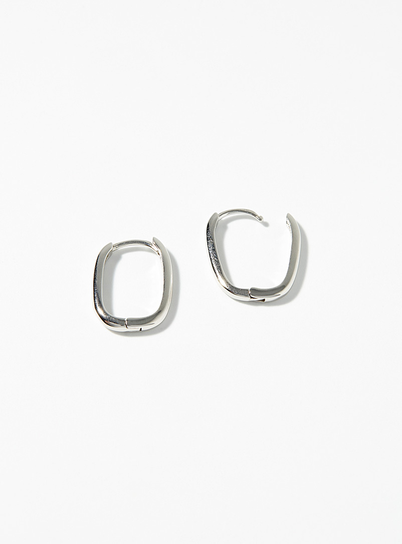 Simons Silver Small silver oval hoops for women