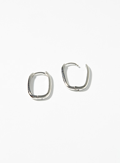 Small oval silver hoops