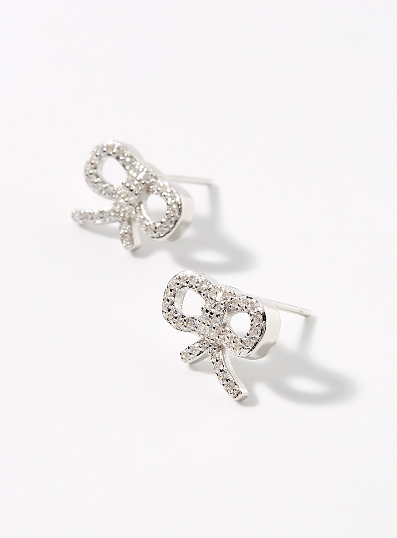 Simons Silver Silver bow earrings for women