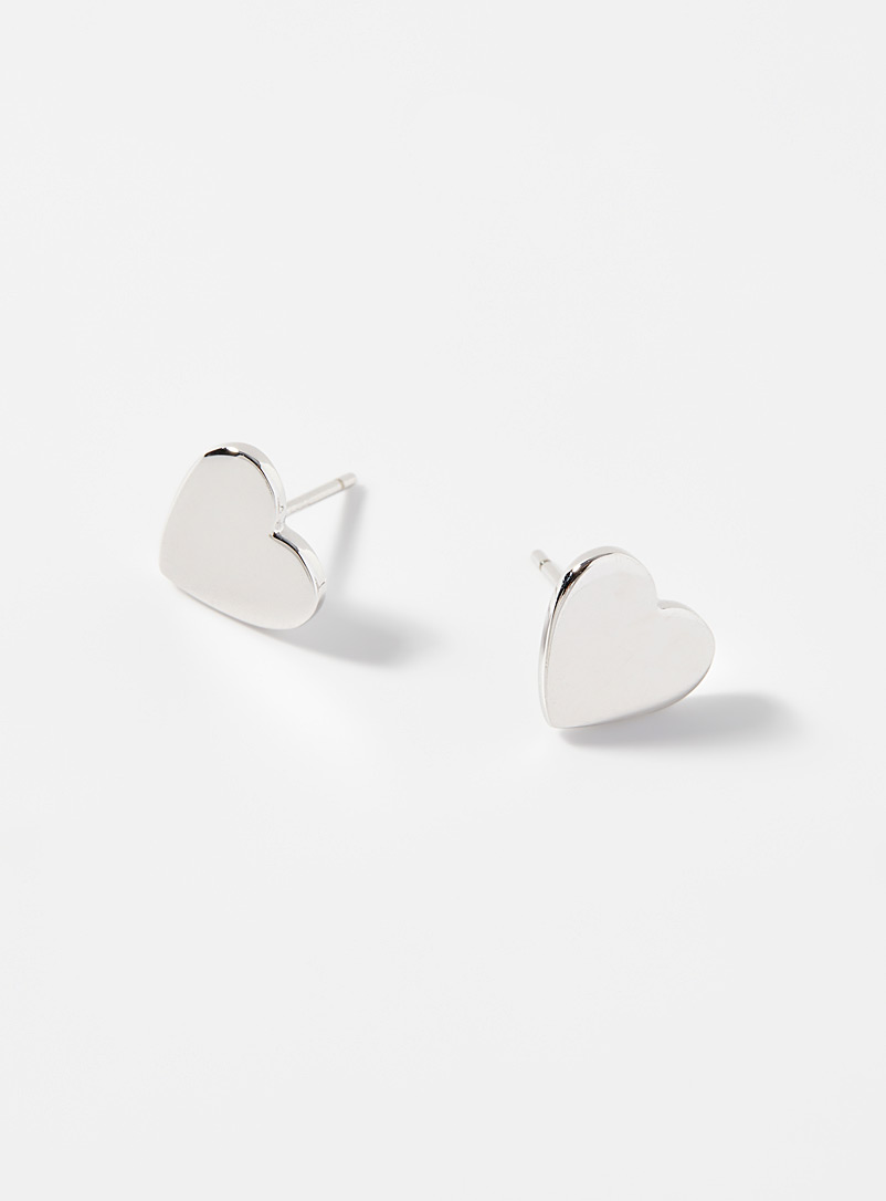 Simons Silver Sparkling heart earrings for women