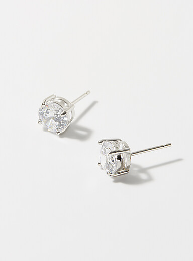 Faceted gemstone silver earrings