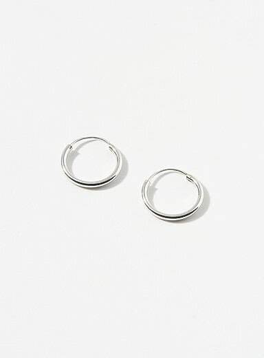 Small minimalist silver hoops