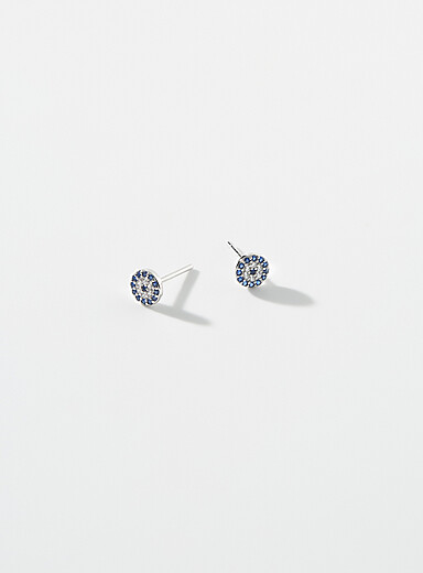 Small evil eye silver earrings