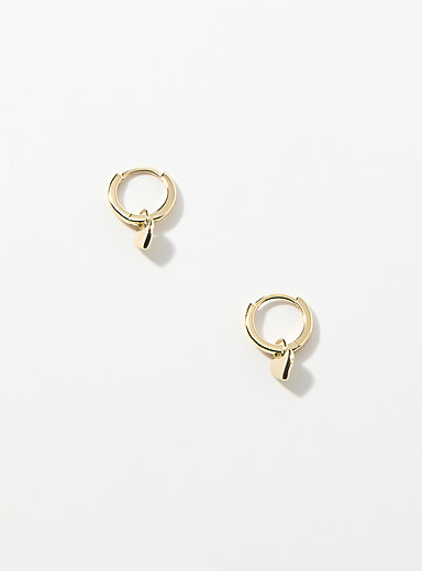 Mini heart charm small hoops