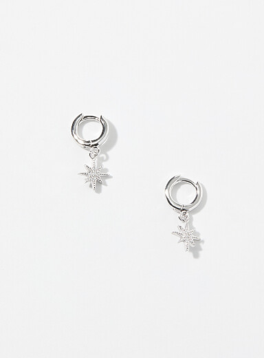Star charm small hoops