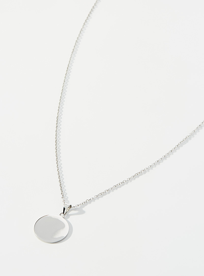 Simons Silver Round charm chain for women
