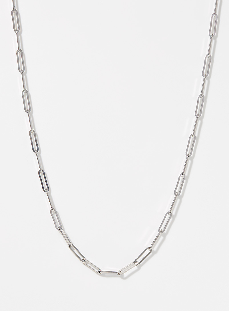 Simons Silver Paperclip link silver chain for women