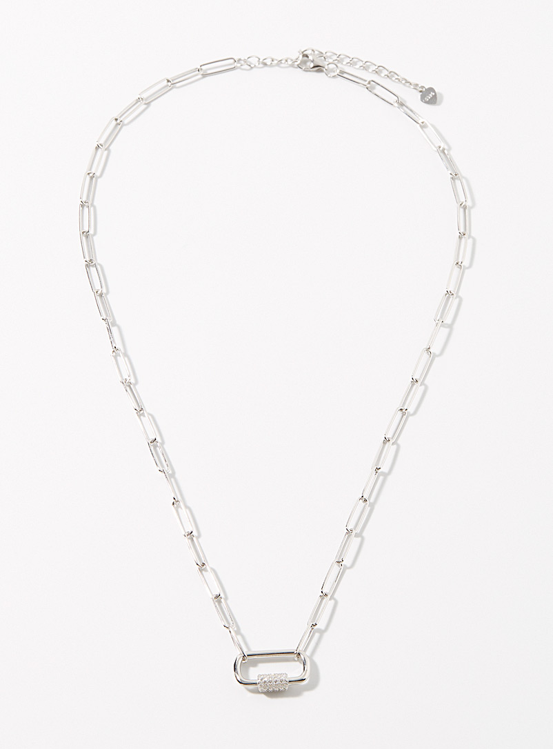Simons Silver Silver snap hook paperclip chain for women