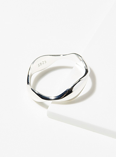 Wave silver ring