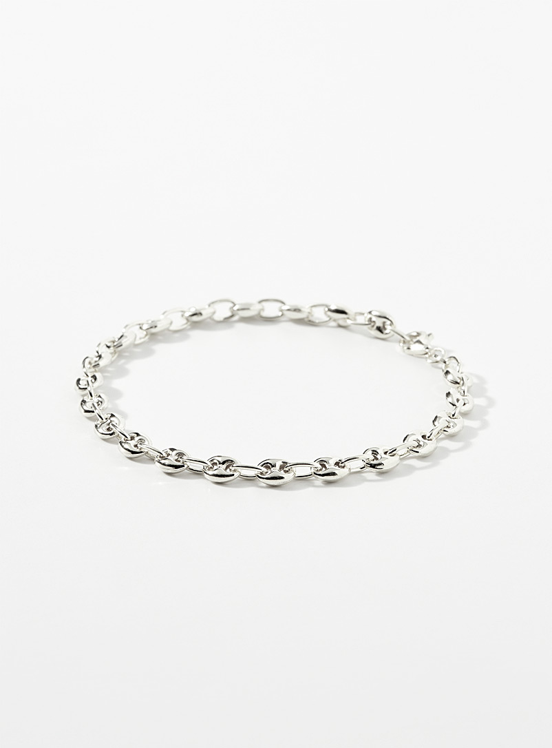 Le 31 Silver Coffee bean link bracelet for men
