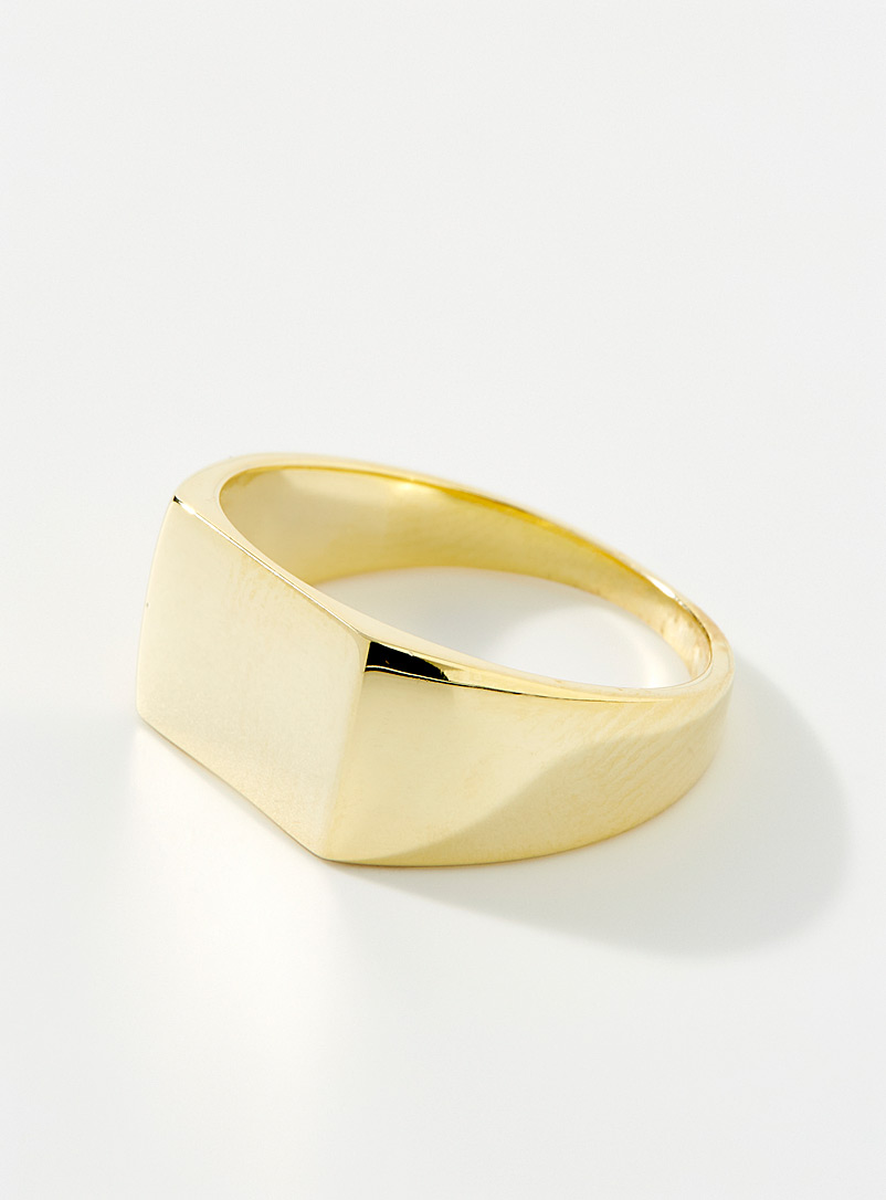 Le 31 Golden Yellow Square gold signet ring for men