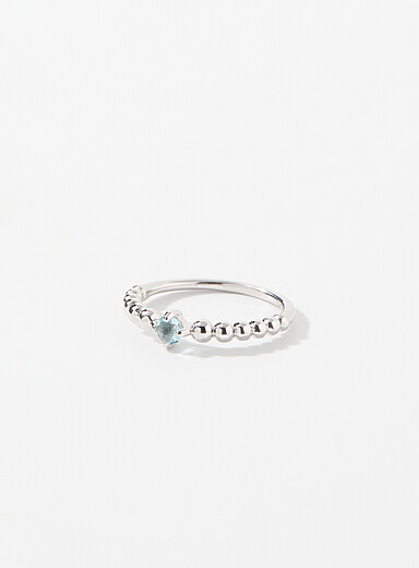 La bague textur&eacute;e pierre bleu p&acirc;le