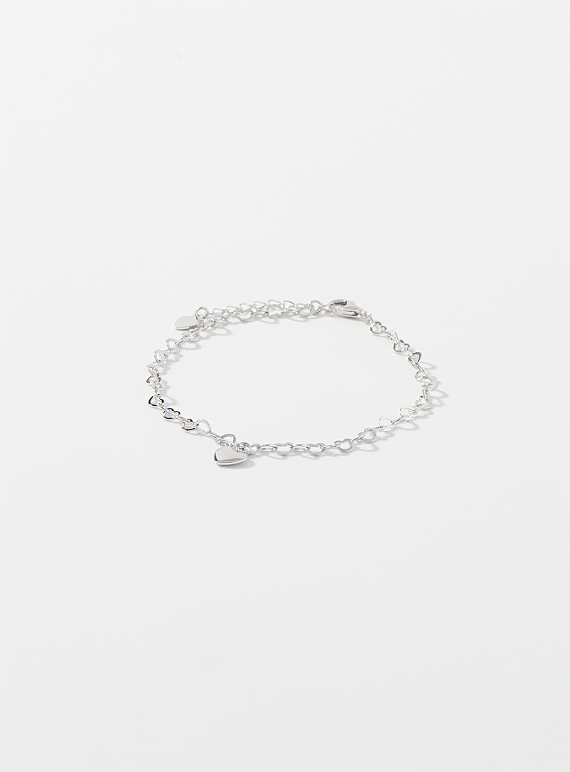 Simons Silver Heart link bracelet for women