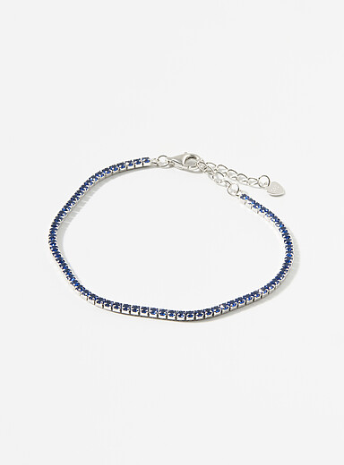 Sapphire-blue silver tennis bracelet