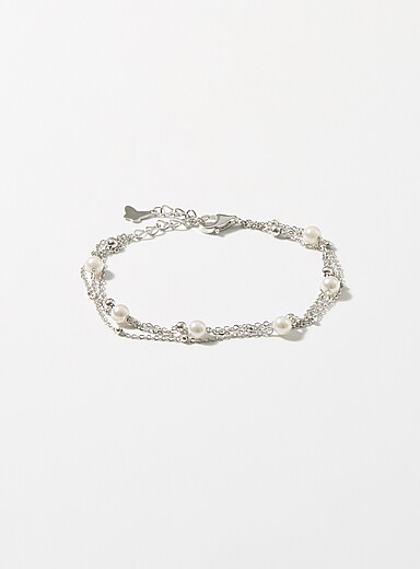 Small pearl three-row bracelet