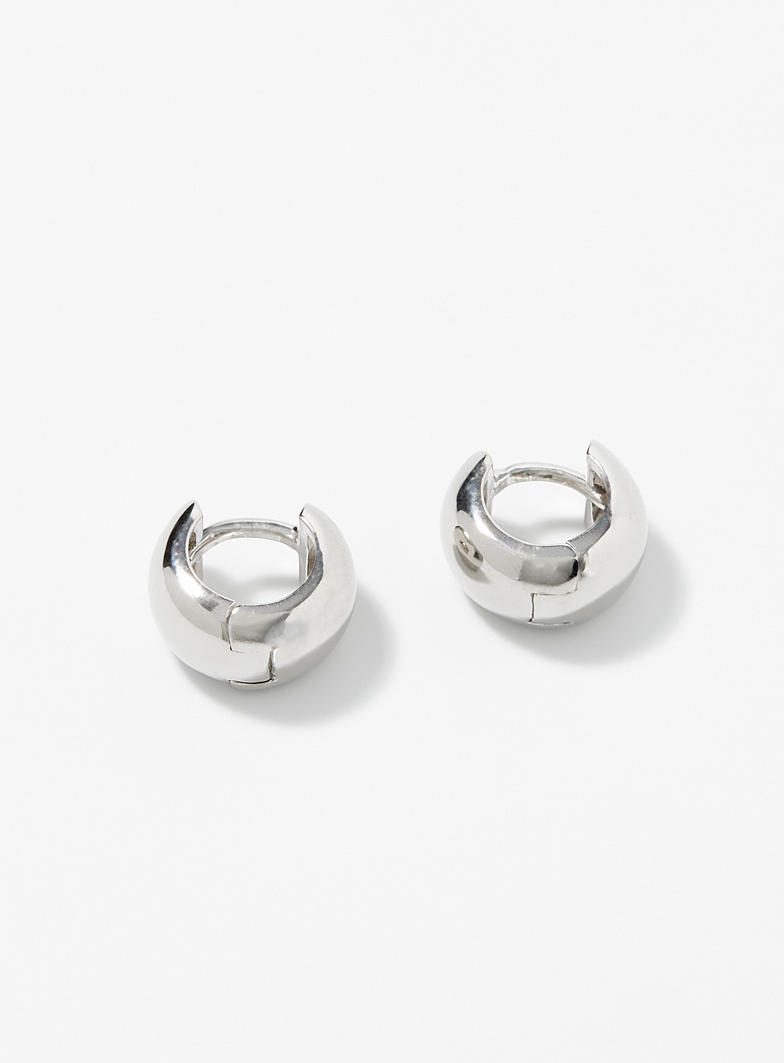 Simons - Women's Silver domed Hoop Earrings