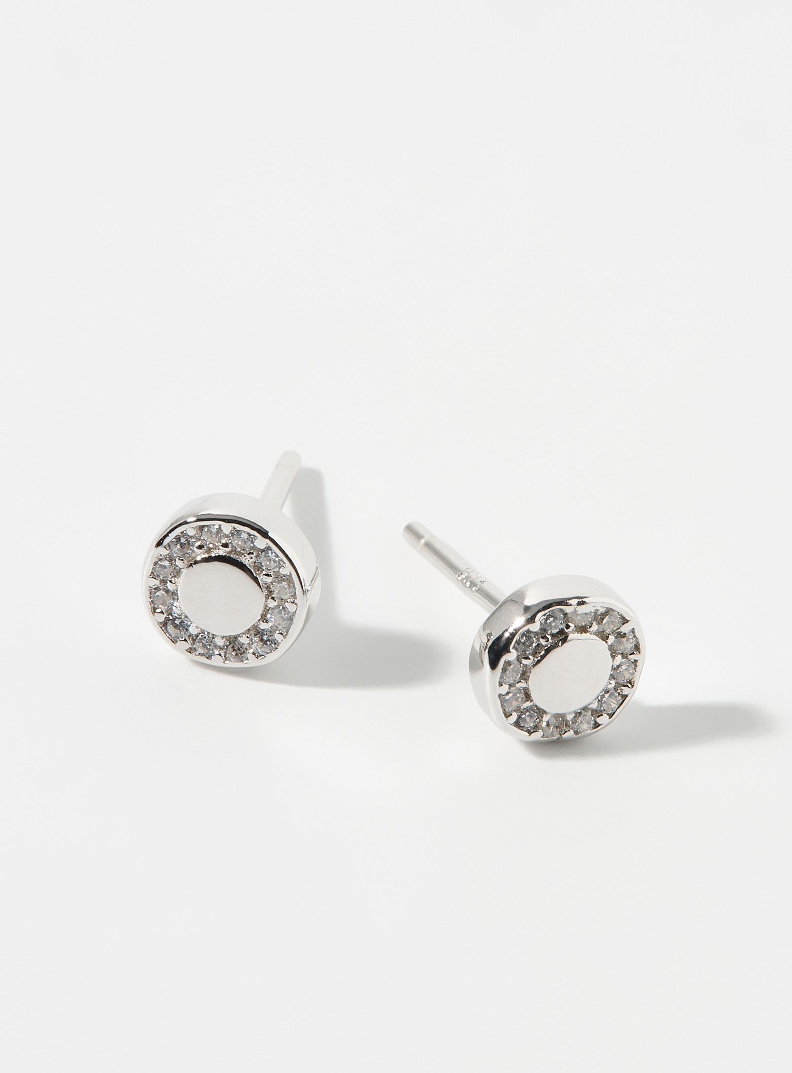 Simons - Women's Small circular silver earrings