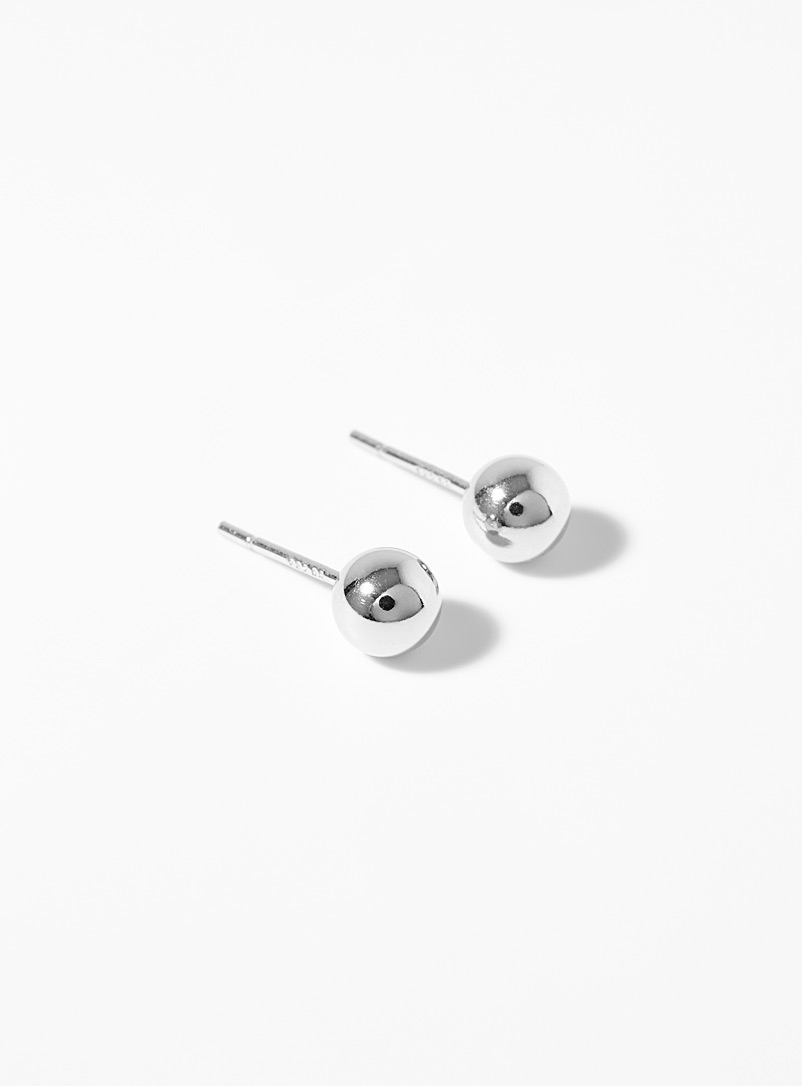Shiny bead silver earrings product image (primary)