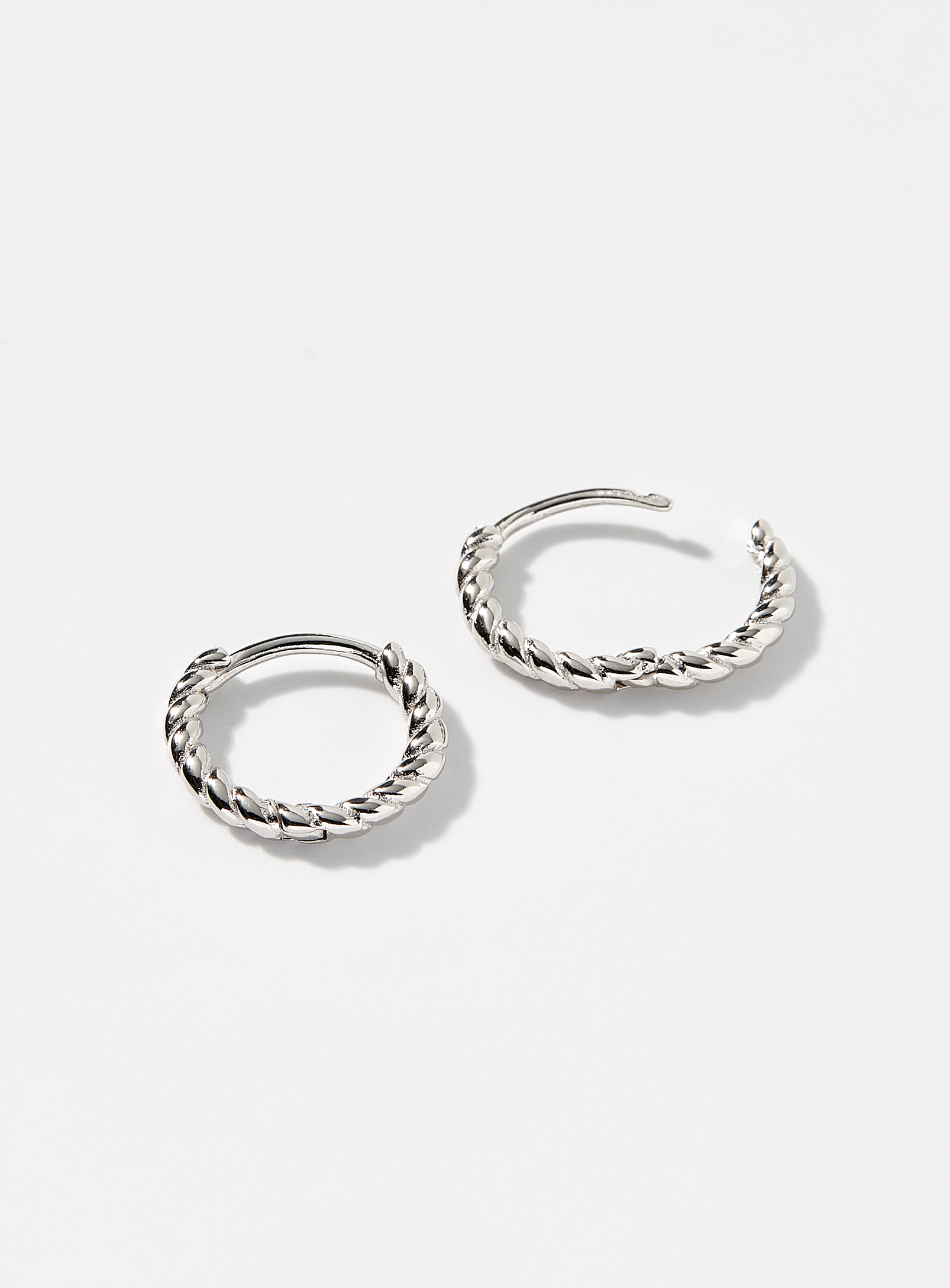 Simons - Women's Small twisted silver Hoop Earrings