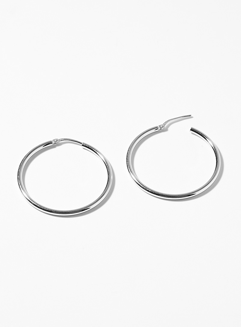 Fine silver hoops product image (primary)