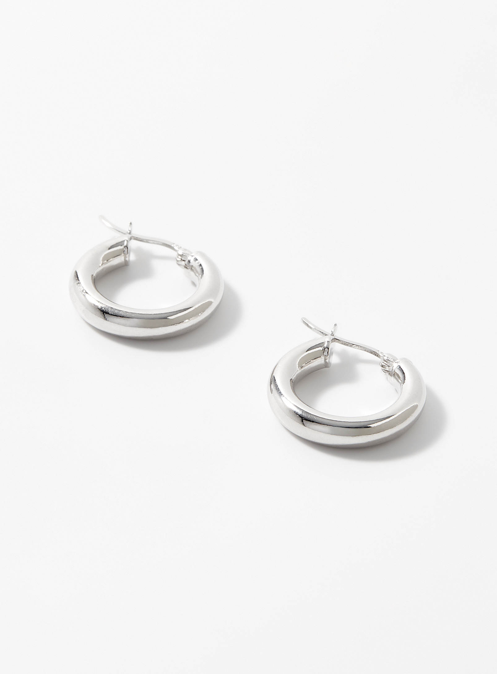 Simons - Women's Minimalist silver Hoop Earrings