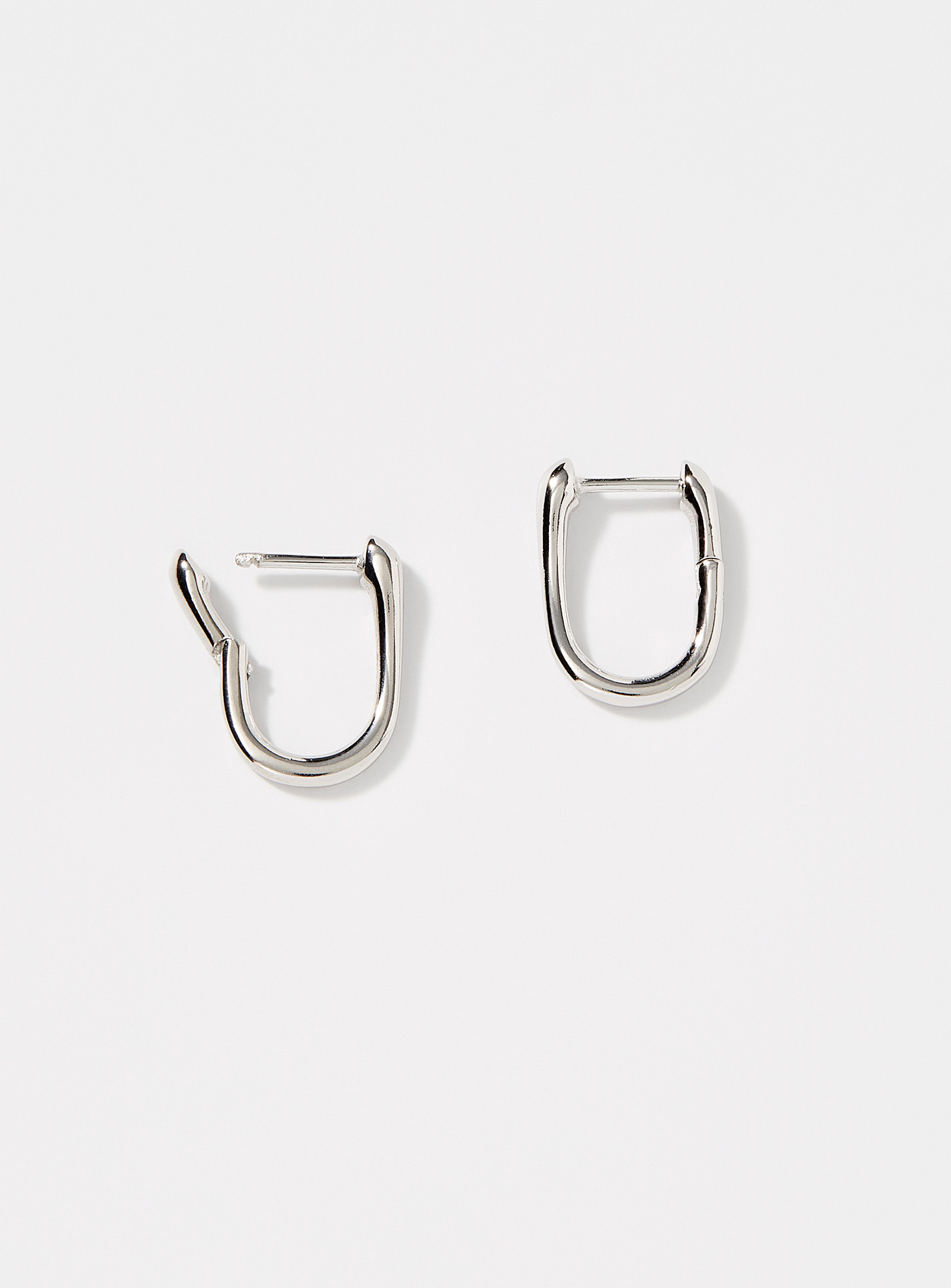 Simons - Women's U-shaped silver earrings