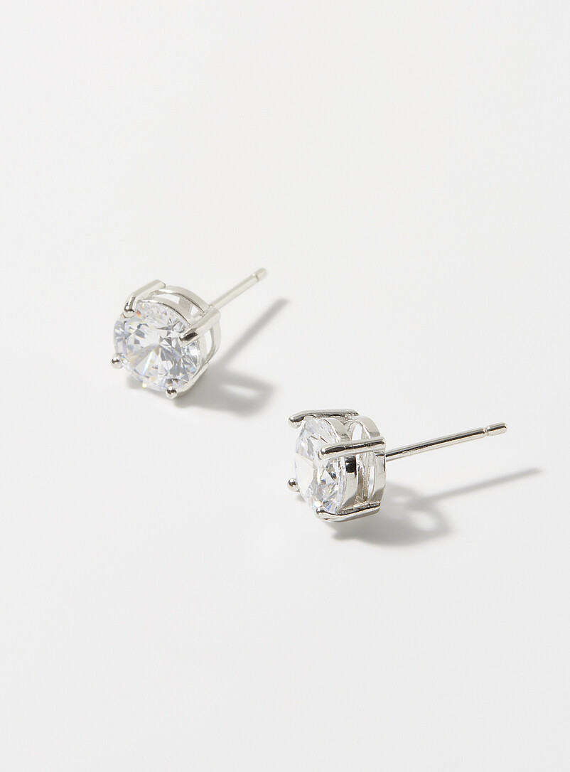 Faceted Gemstone Silver Earrings