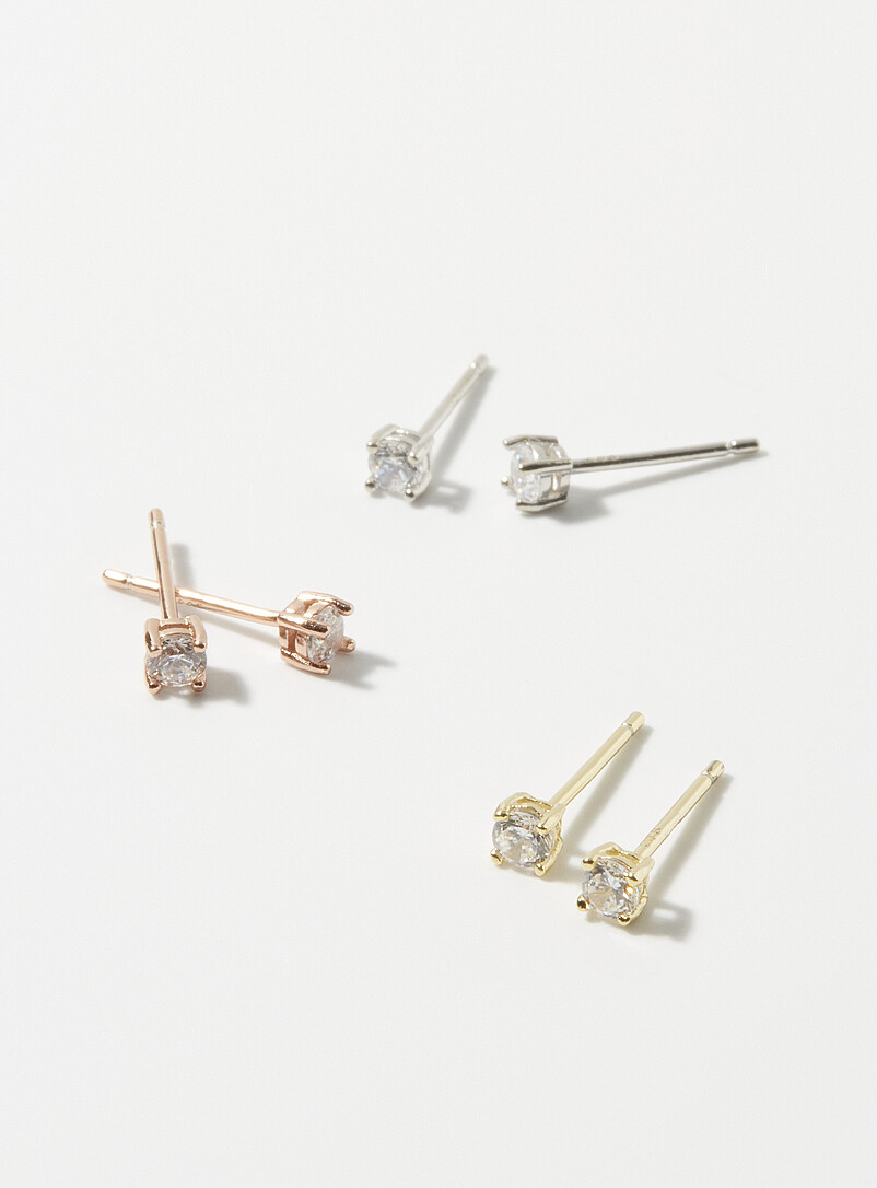 Mini-Zircon Earrings Set Of 3