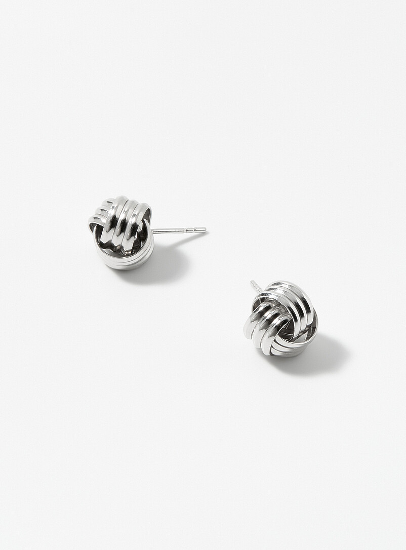Knot-Like Silver Earrings