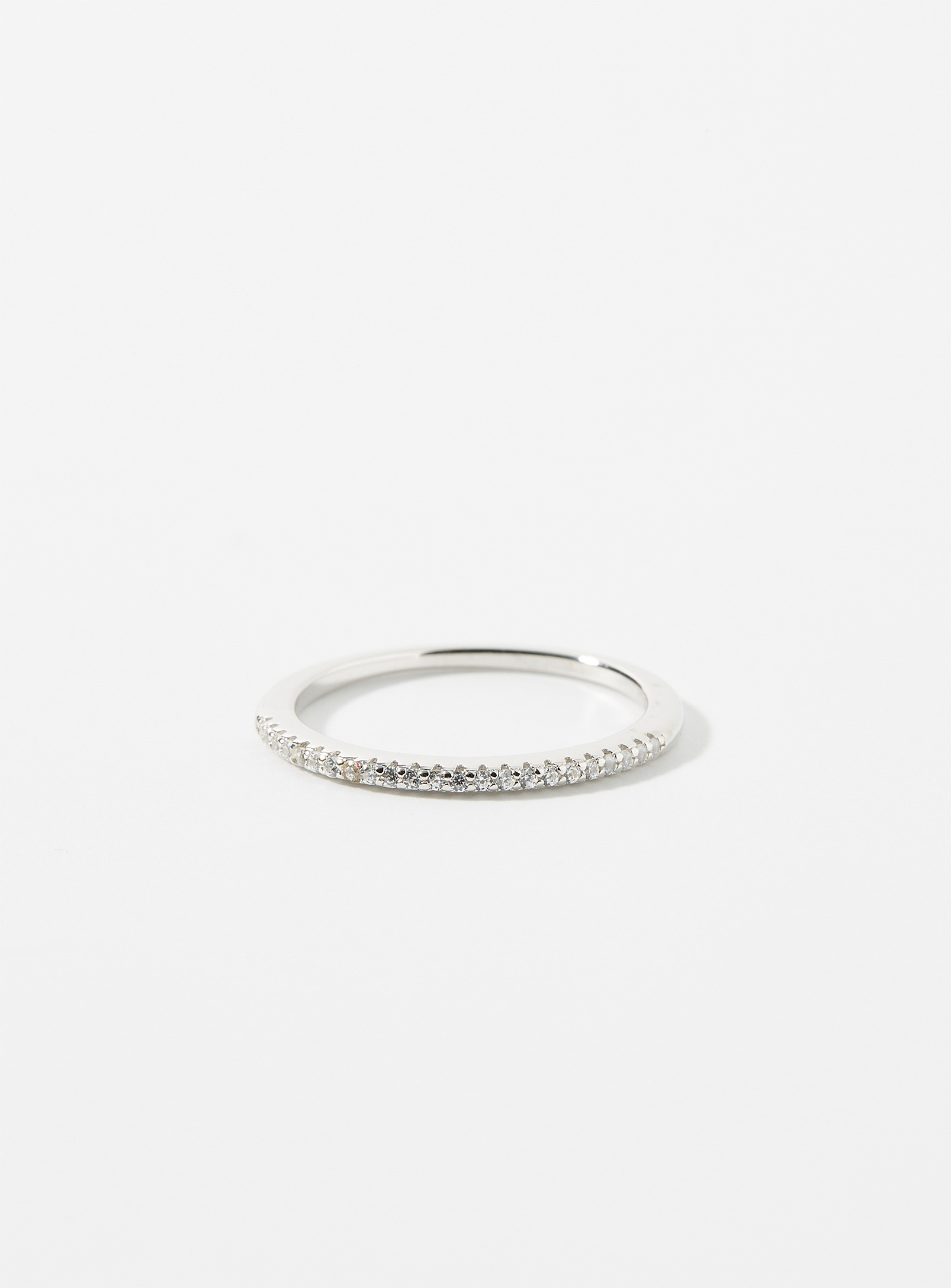 Simon's Thin Silver Crystal Ring