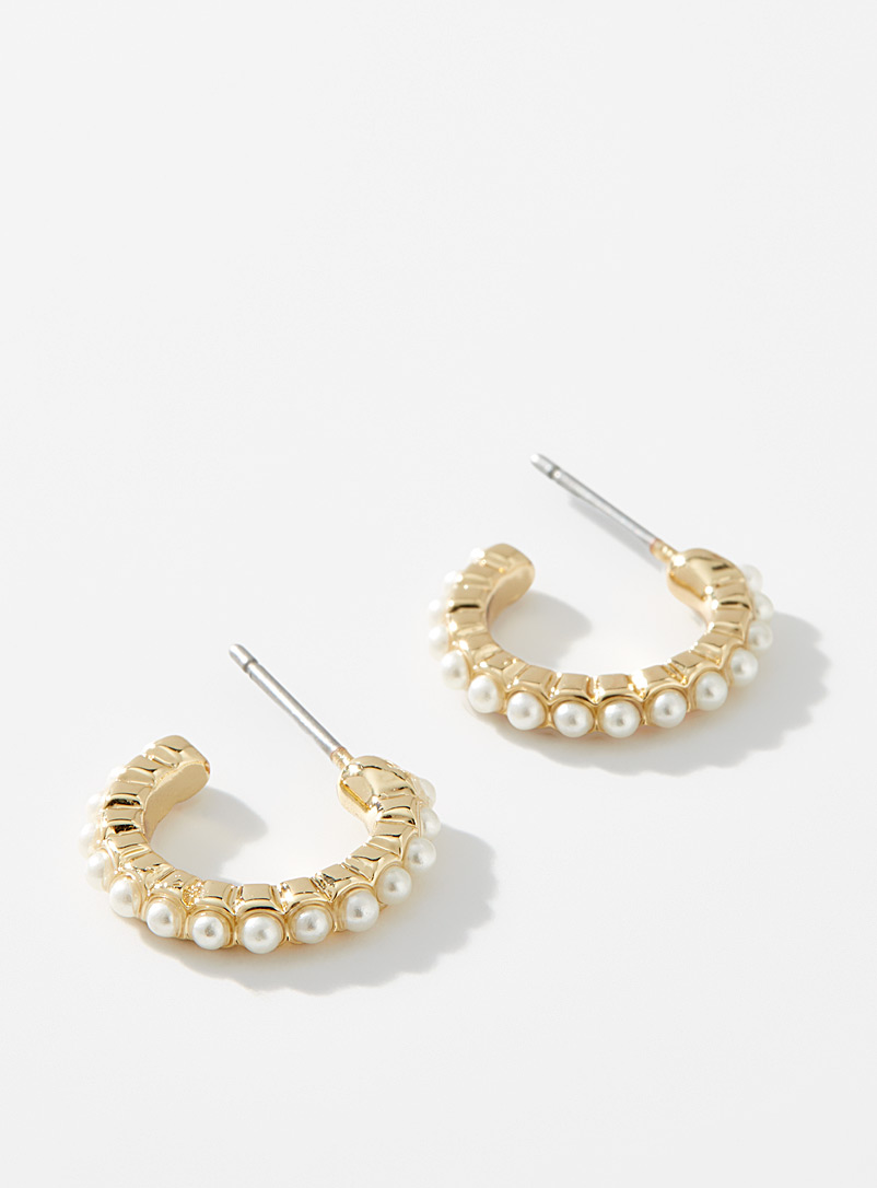 Pilgrim Patterned Yellow Micro-pearl hoops for women