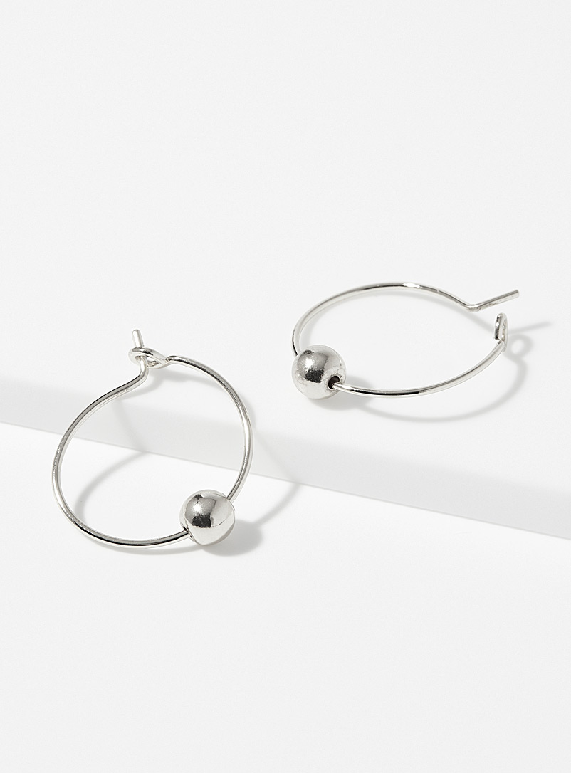 Pilgrim Silver Movable bead fine hoops for women