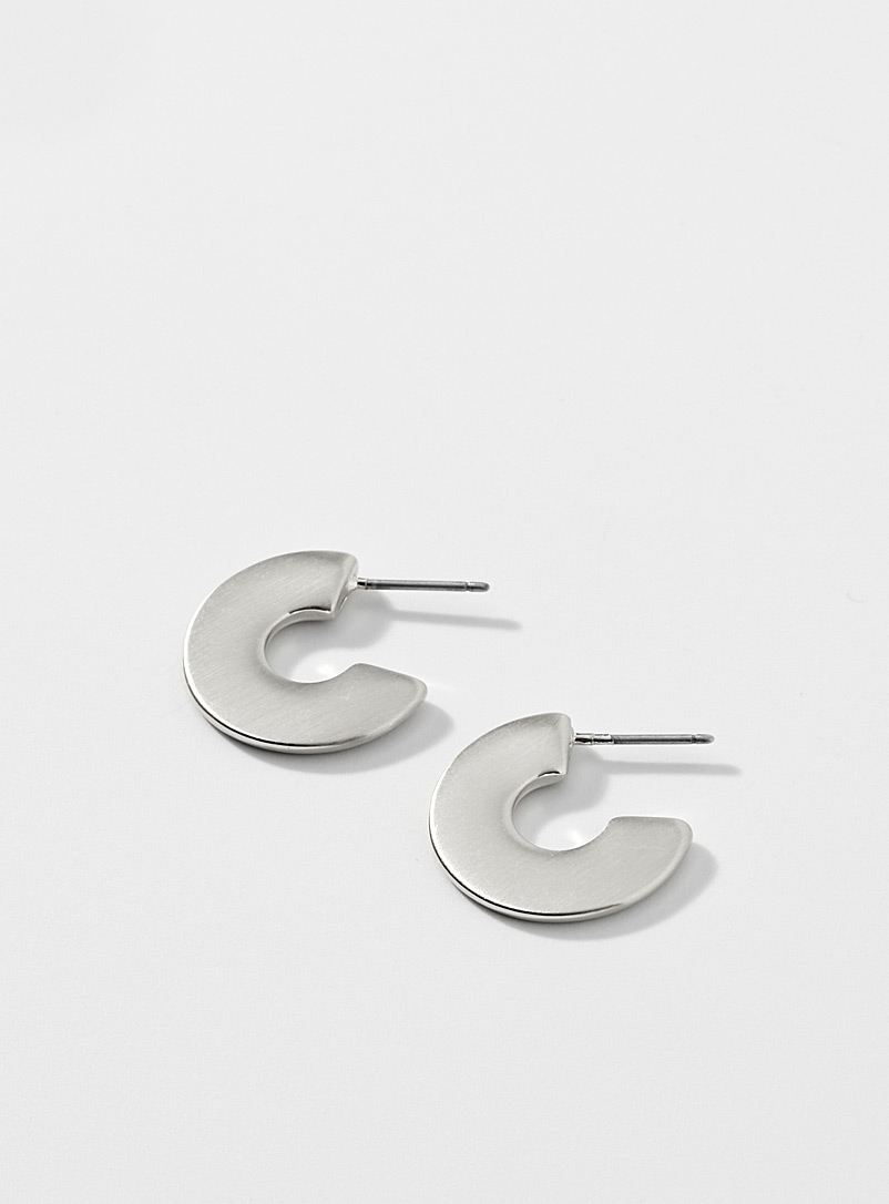 Pilgrim Silver Metallic thin hoop earrings for women