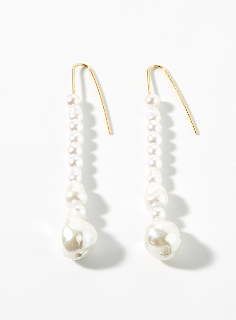 Pilgrim White Long pearly earrings for women