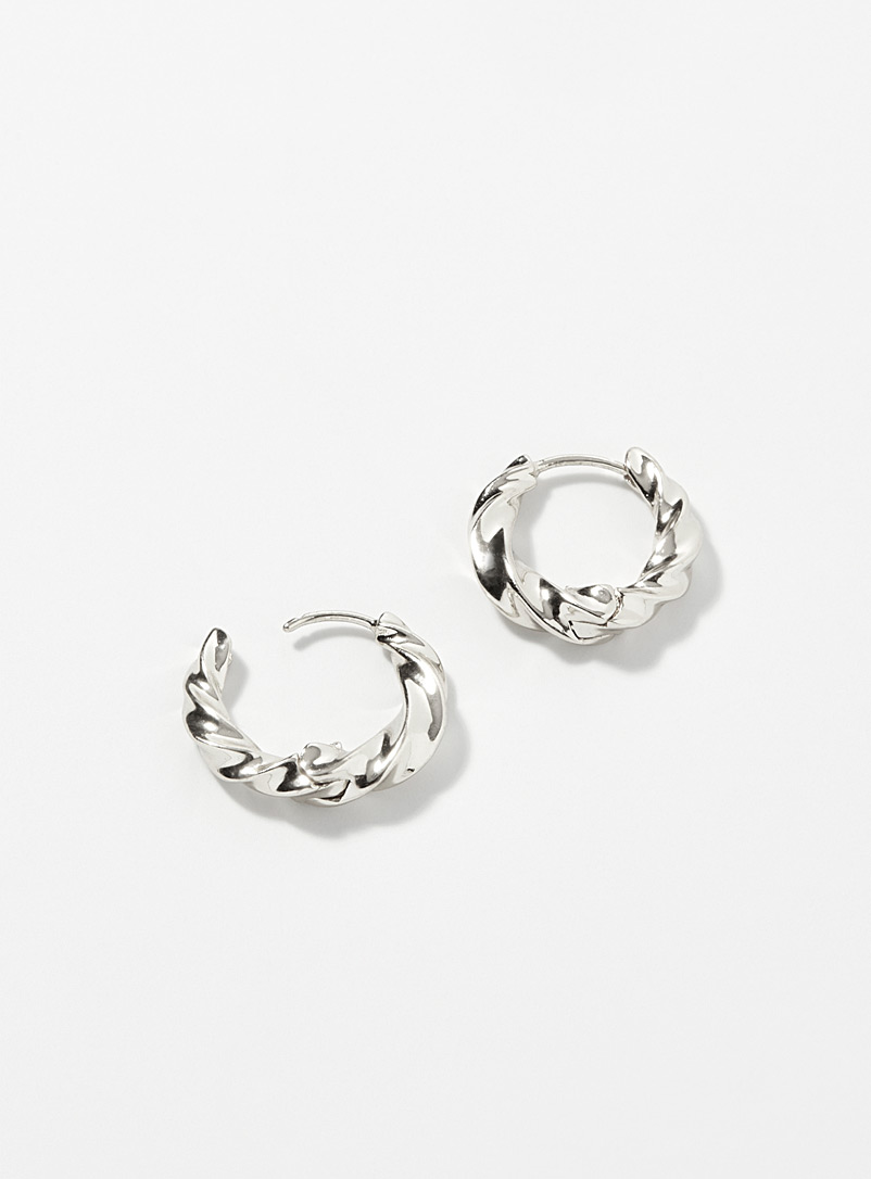 Pilgrim Silver Sparkly twisted hoops for women